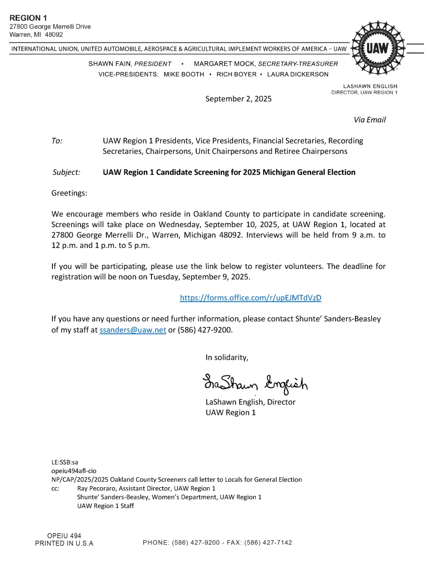 Oakland County Screening