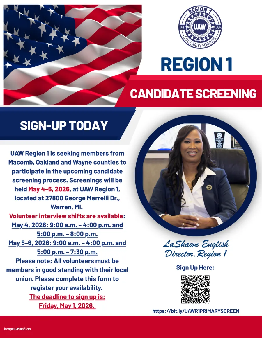 UAW Region 1 Candidate Screening