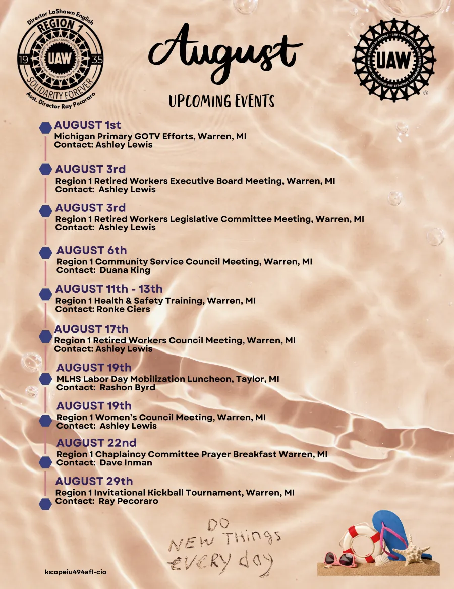 August Upcoming Events 2026