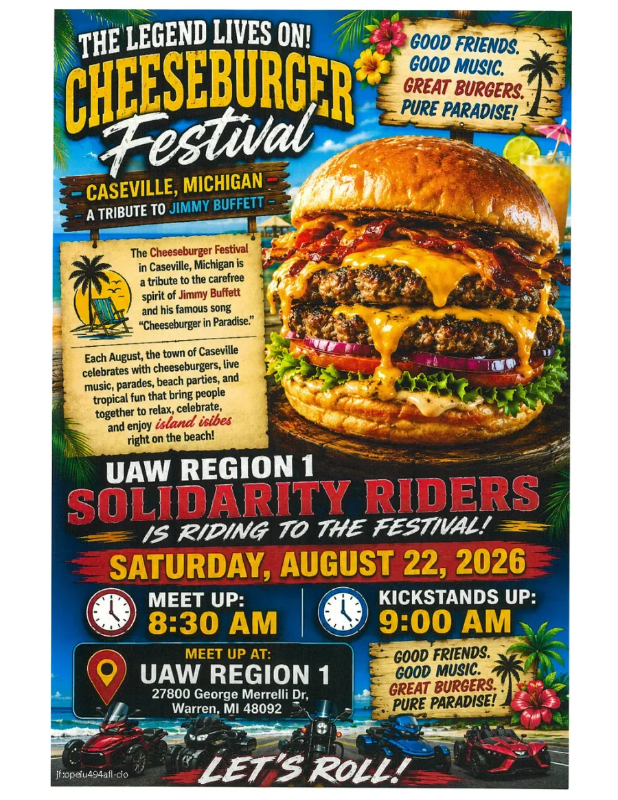 UAW Region 1 Solidarity Riders – Cheeseburger Festival Ride