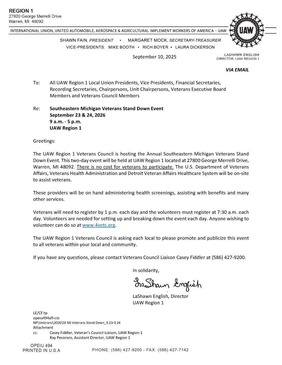 Southeastern Michigan Veterans Stand Down Event