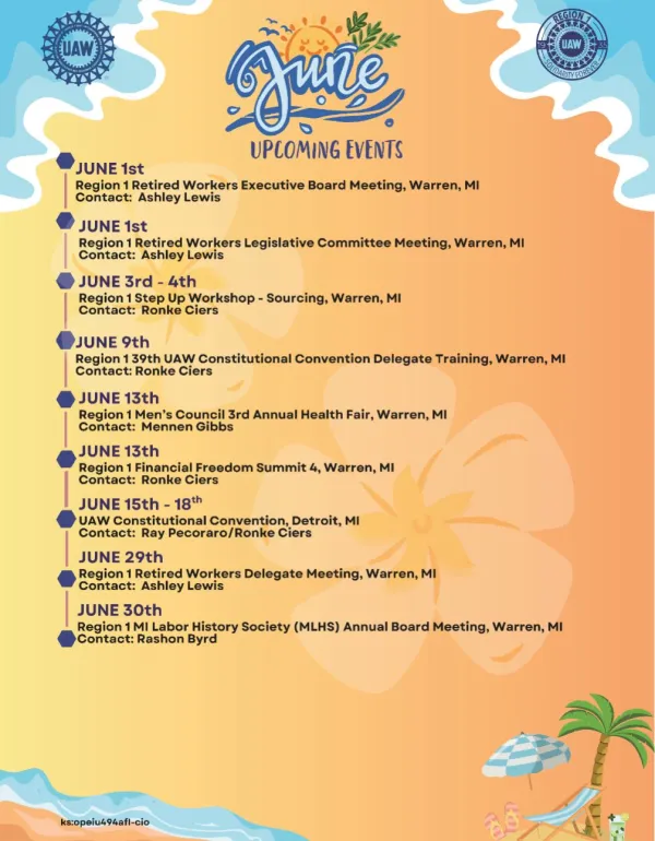 June 2026 Region 1 events