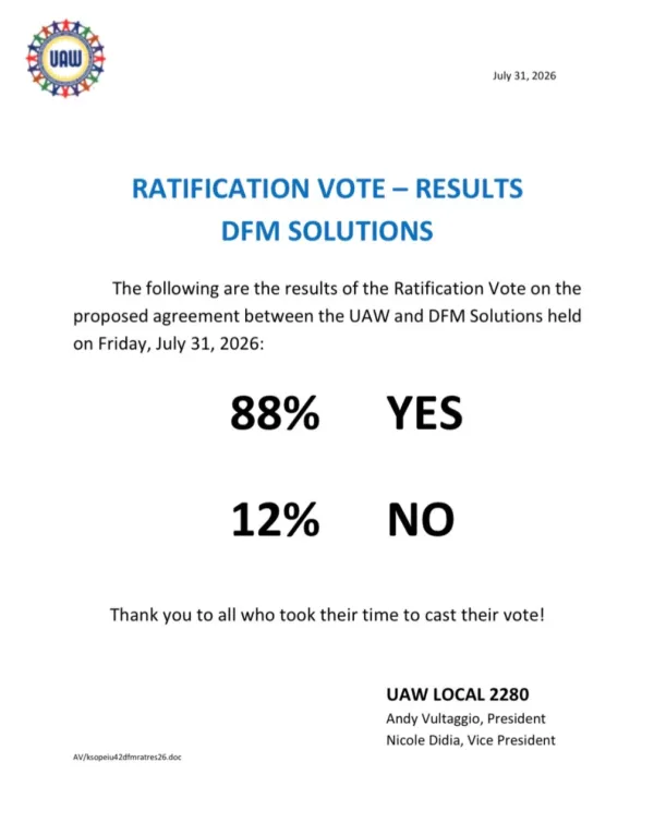 Van Dyke DFM Contract Ratification Results 