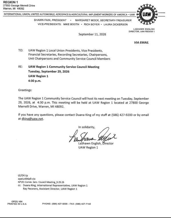 Region 1 Community Services Council Meeting